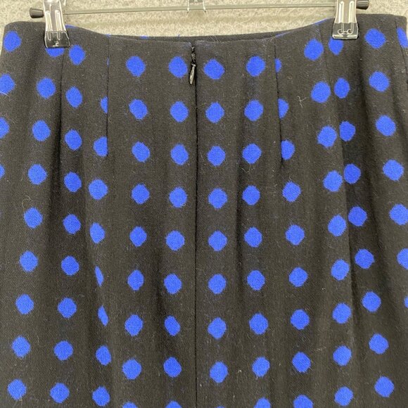 Talbots Skirt Womens 2 Petite Blue Black Polka Dot Wool Blend Pencil Above Knee - Picture 4 of 10
